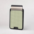Olive Green and White Gingham MagSafe Card Holder, card storage shown with cards