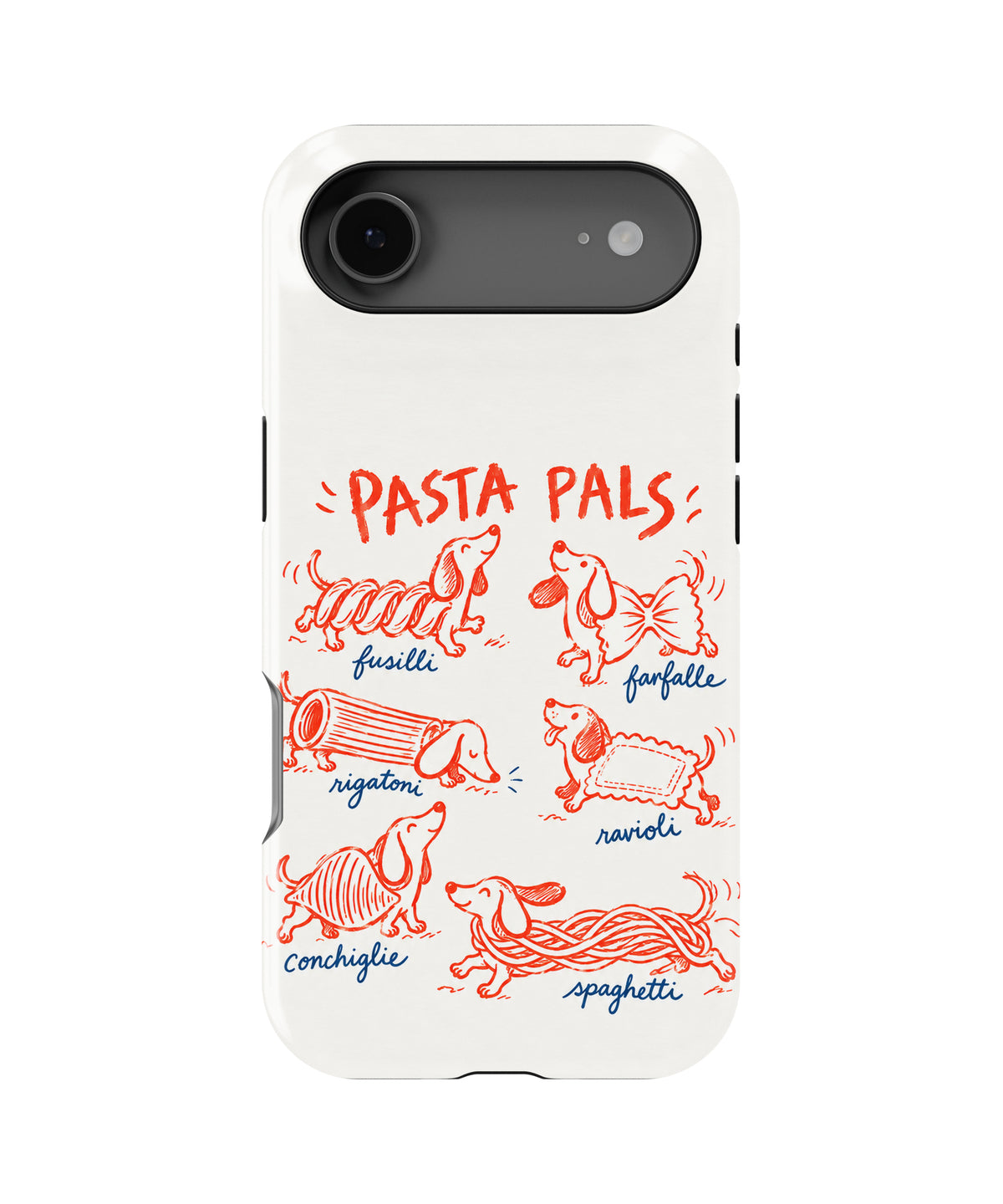 Pasta Pals Dachshund Doodles MagSafe iPhone Tough Case, rear view, iPhone17Air model image group