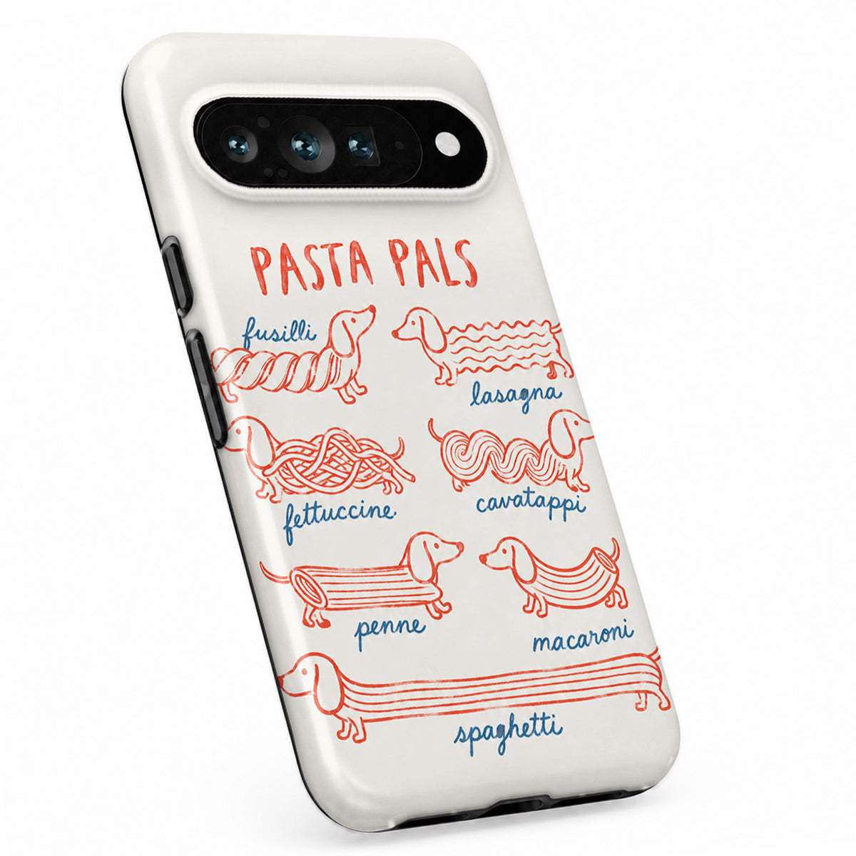 Pasta Pals Dachshund Noodle Chart Google Pixel Case - standing angled view