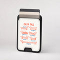 Pasta Pals Dachshund Noodle Chart MagSafe Card Holder, card storage shown with cards