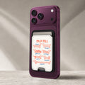 Pasta Pals Dachshund Noodle Chart MagSafe Card Holder, attached to a compatible phone