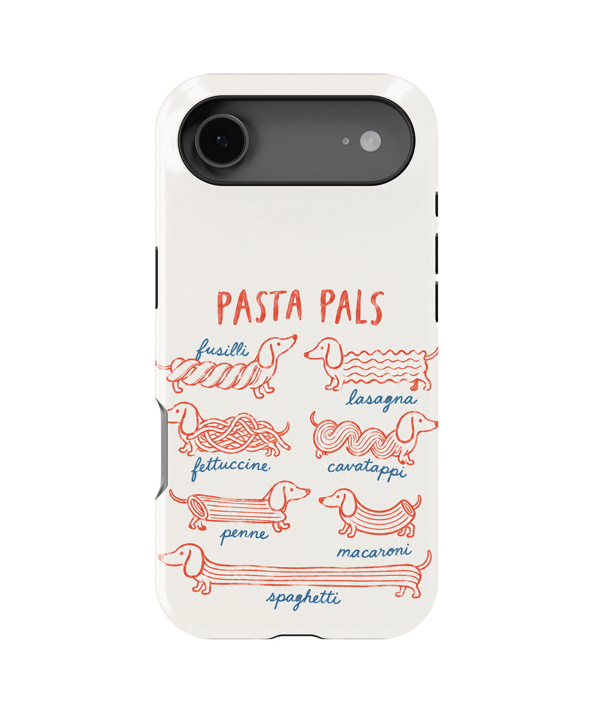 Pasta Pals Dachshund Noodle Chart MagSafe iPhone Tough Case, rear view, iPhone17Air model image group