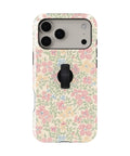 Pastel Cottage Garden Floral MagSafe Loop iPhone Case with built-in finger loop closed
