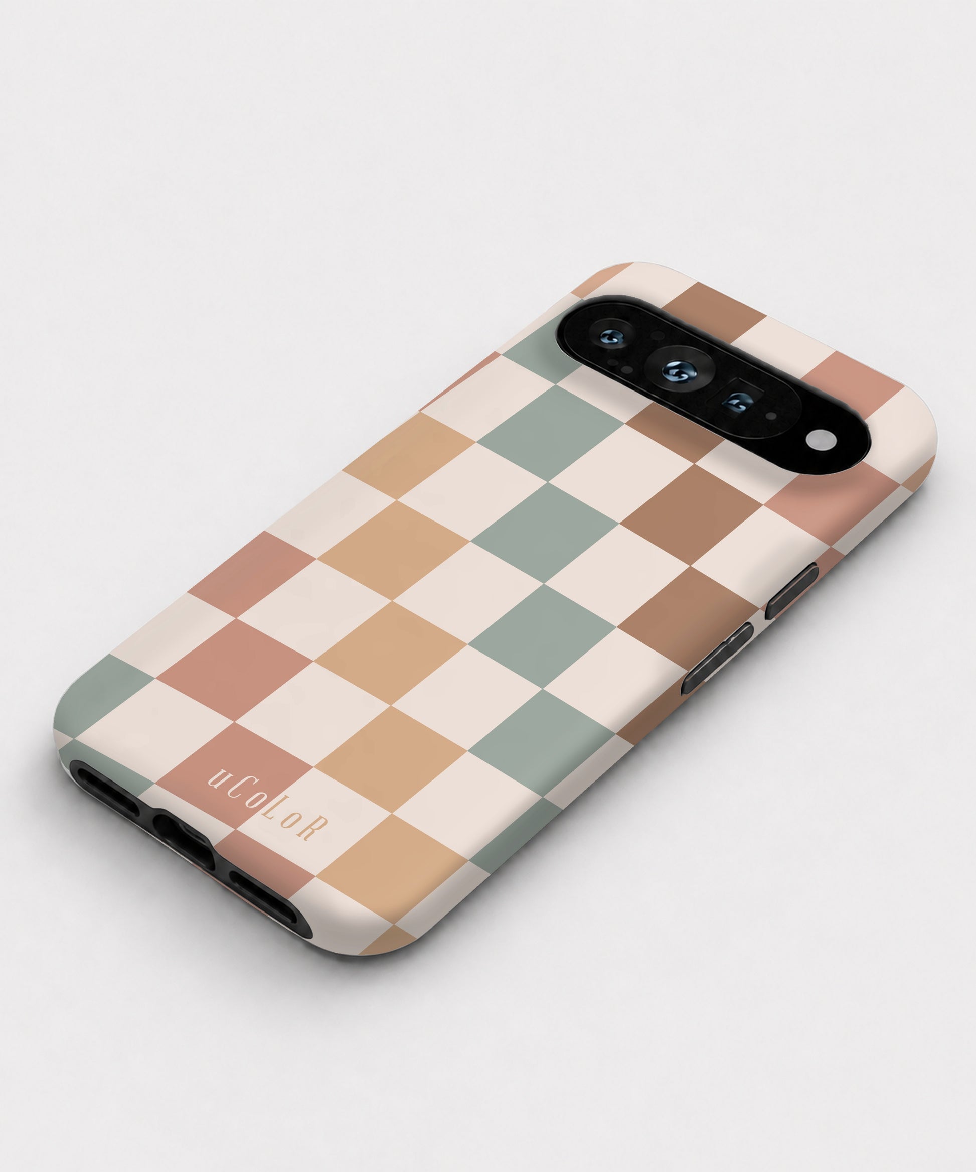 Pastel Multicolor Checkerboard Google Pixel case front view