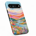 Pastel Painted Meadow Landscape Google Pixel case with illustrated scenic artwork