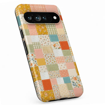 Pastel Quilt Patchwork Google Pixel case with decorative patterned artwork