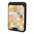 Front view of the Pastel Quilt Patchwork MagSafe card holder on a white background