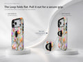 Pastel Tulip Stained Glass MagSafe Loop iPhone Case side view showing the built-in finger loop