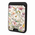Front view of the Pastel Wildflower Stained Glass MagSafe card holder on a white background