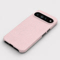 Pink and White Pinstripe Google Pixel Case - flat angled view