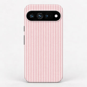 Pink and White Pinstripe Google Pixel Case - centered back view