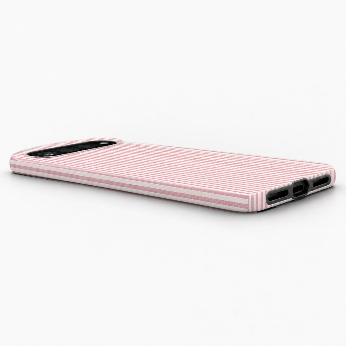 Pink and White Pinstripe Google Pixel Case - low side view