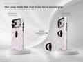 Pink Coastal Seashell MagSafe Loop iPhone Case side view showing the built-in finger loop