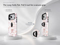 Pink Coquette Bow Toile MagSafe Loop iPhone Case side view showing the built-in finger loop