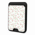 Front view of the Pink Ditsy Floral MagSafe card holder on a white background