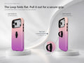 Pink Purple Ombre Gradient MagSafe Loop iPhone Case side view showing the built-in finger loop