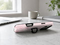 Pink Toile Floral MagSafe Loop iPhone Case shown in a neutral white professional lifestyle setting