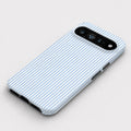 Powder Blue and White Pinstripe Google Pixel Case - flat angled view