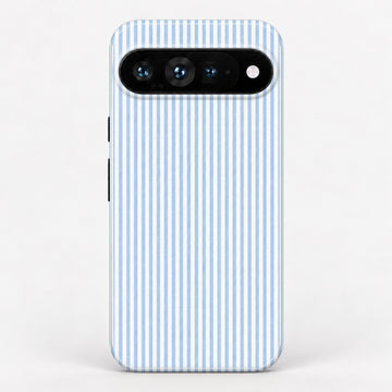 Powder Blue and White Pinstripe Google Pixel Case - centered back view