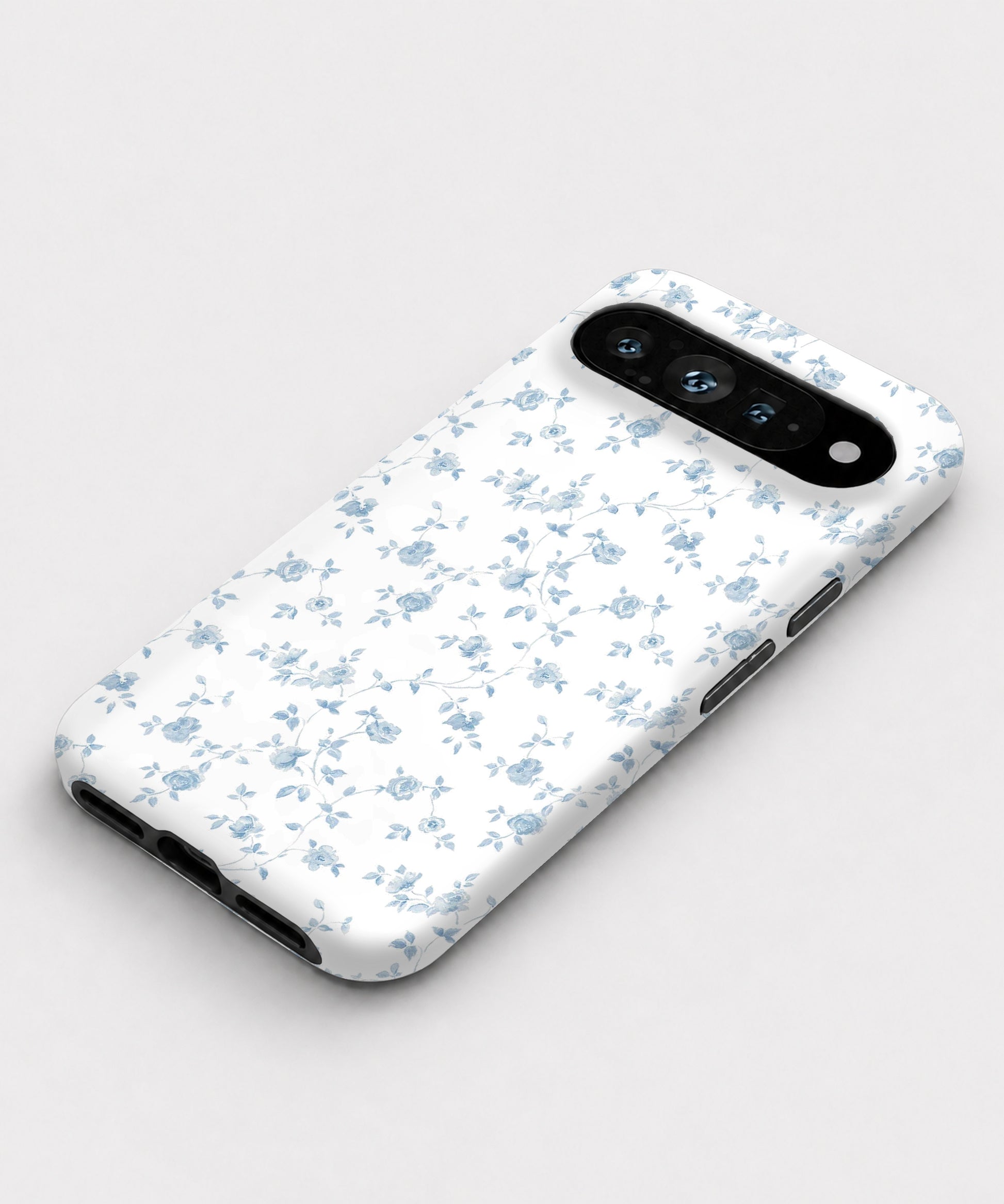 Powder Blue Ditsy Floral Google Pixel case front view