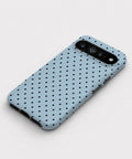 Powder Blue Mini Polka Dot Google Pixel case front view