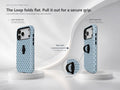 Powder Blue Mini Polka Dot MagSafe Loop iPhone Case side view showing the built-in finger loop