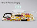 Pressed Daisy Wildflower Bouquet MagSafe Loop iPhone Case shown with a MagSafe-compatible wireless charger attached