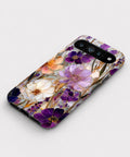 Purple Pressed Flower Garden Google Pixel case front view