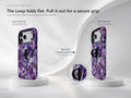 Purple Watercolor Flower Field MagSafe Loop iPhone Case side view showing the built-in finger loop