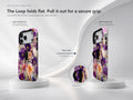 Purple Wildflower Glass Garden MagSafe Loop iPhone Case side view showing the built-in finger loop