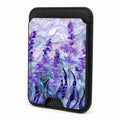 Front view of the Purple Wisteria Garden MagSafe card holder on a white background
