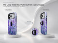 Purple Wisteria Garden MagSafe Loop iPhone Case side view showing the built-in finger loop