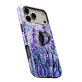 Purple Wisteria Garden MagSafe Loop iPhone case with built-in finger loop open