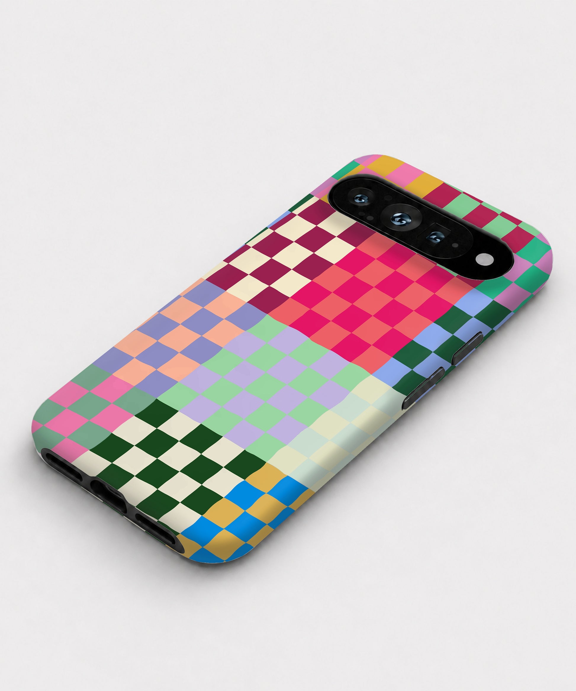 Rainbow Checkerboard Patchwork Google Pixel case front view
