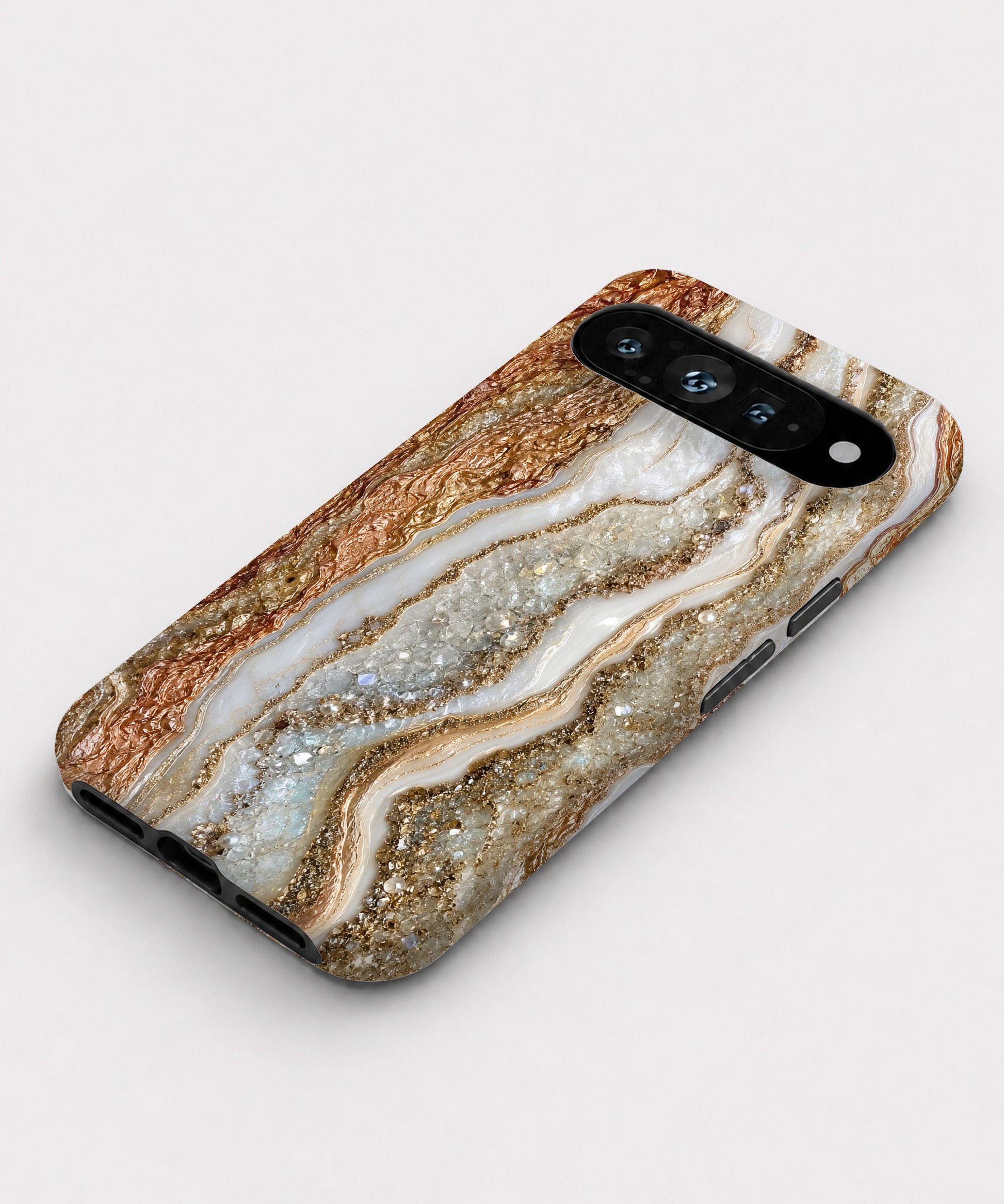 Rose Gold Agate Marble Google Pixel case front view