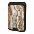 Front view of the Rose Gold Agate Marble MagSafe card holder on a white background
