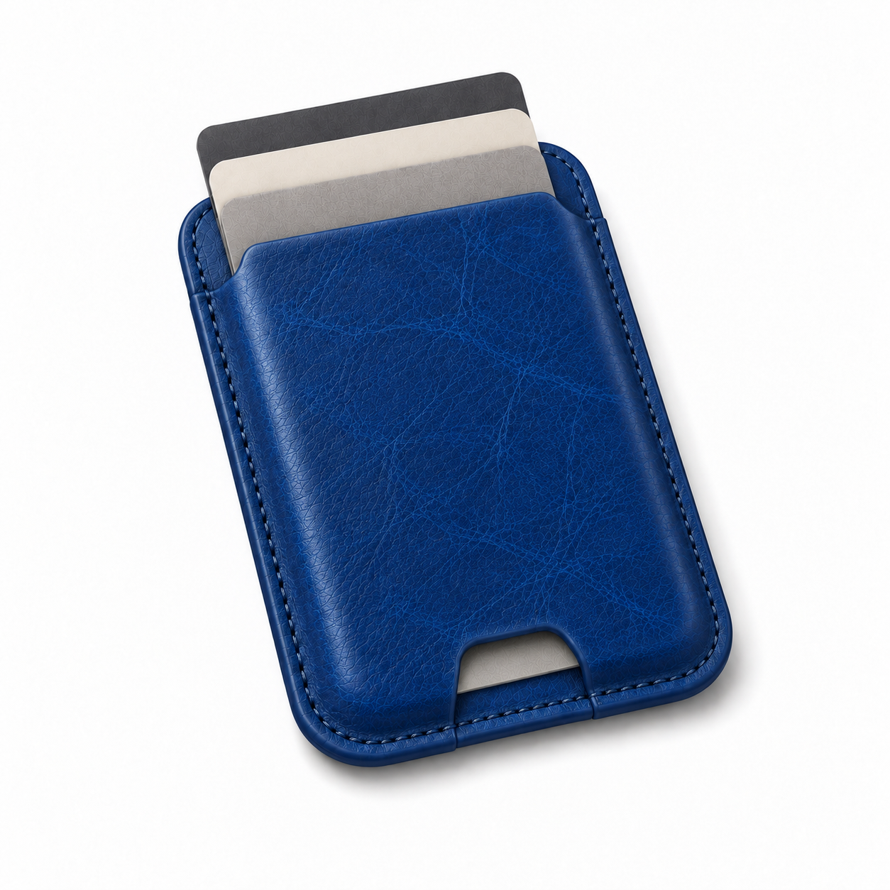 Royal Blue MagSafe card holder holding three cards