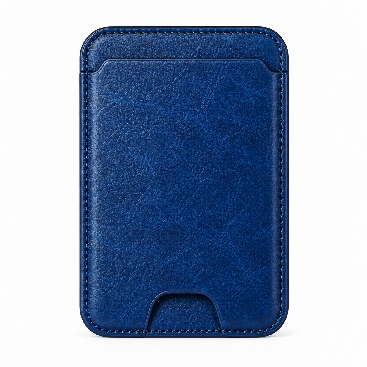 Royal Blue MagSafe card holder front view showing textured finish and thumb notch