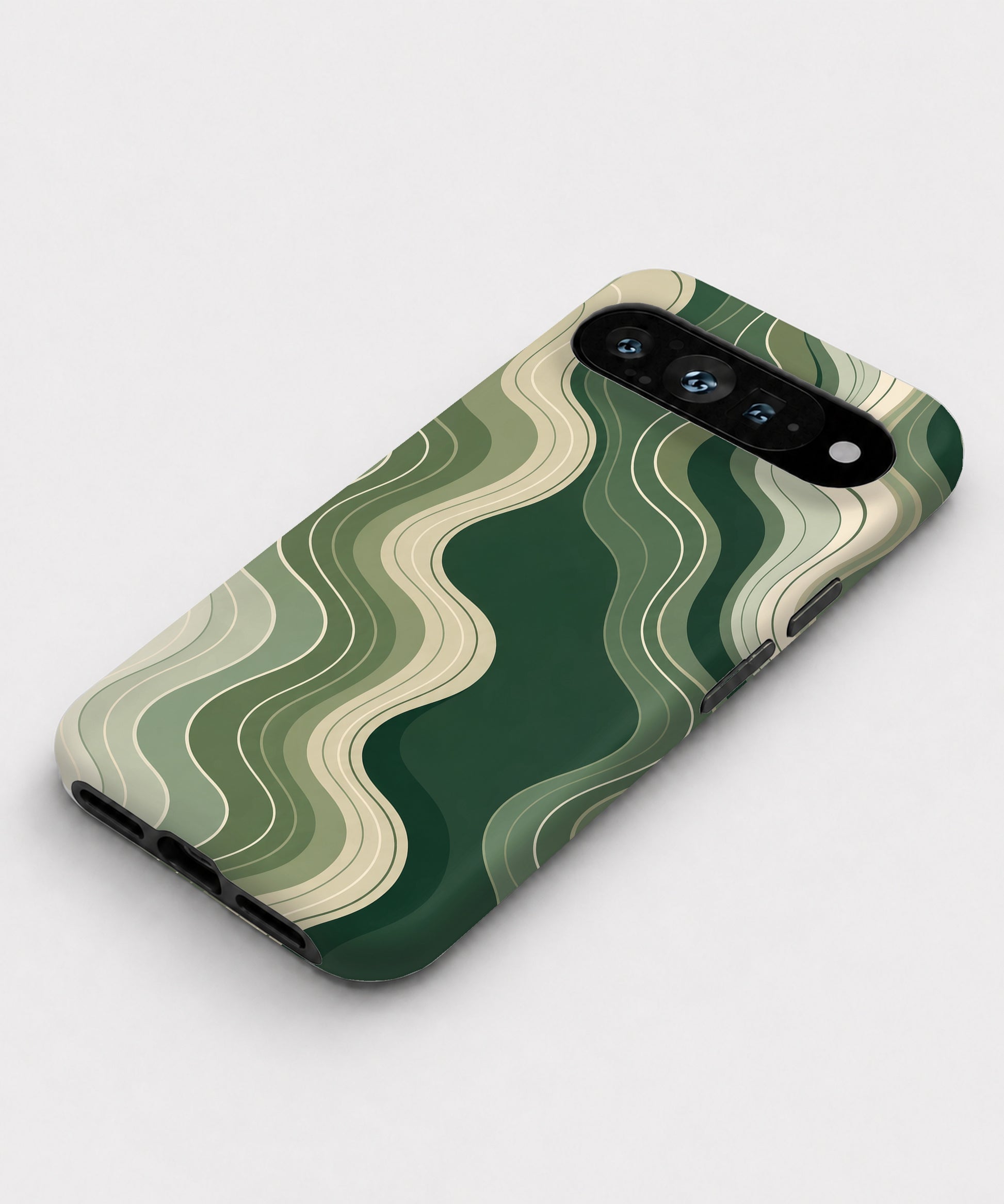 Sage Green Layered Waves Google Pixel case front view