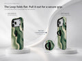 Sage Green Layered Waves MagSafe Loop iPhone Case side view showing the built-in finger loop