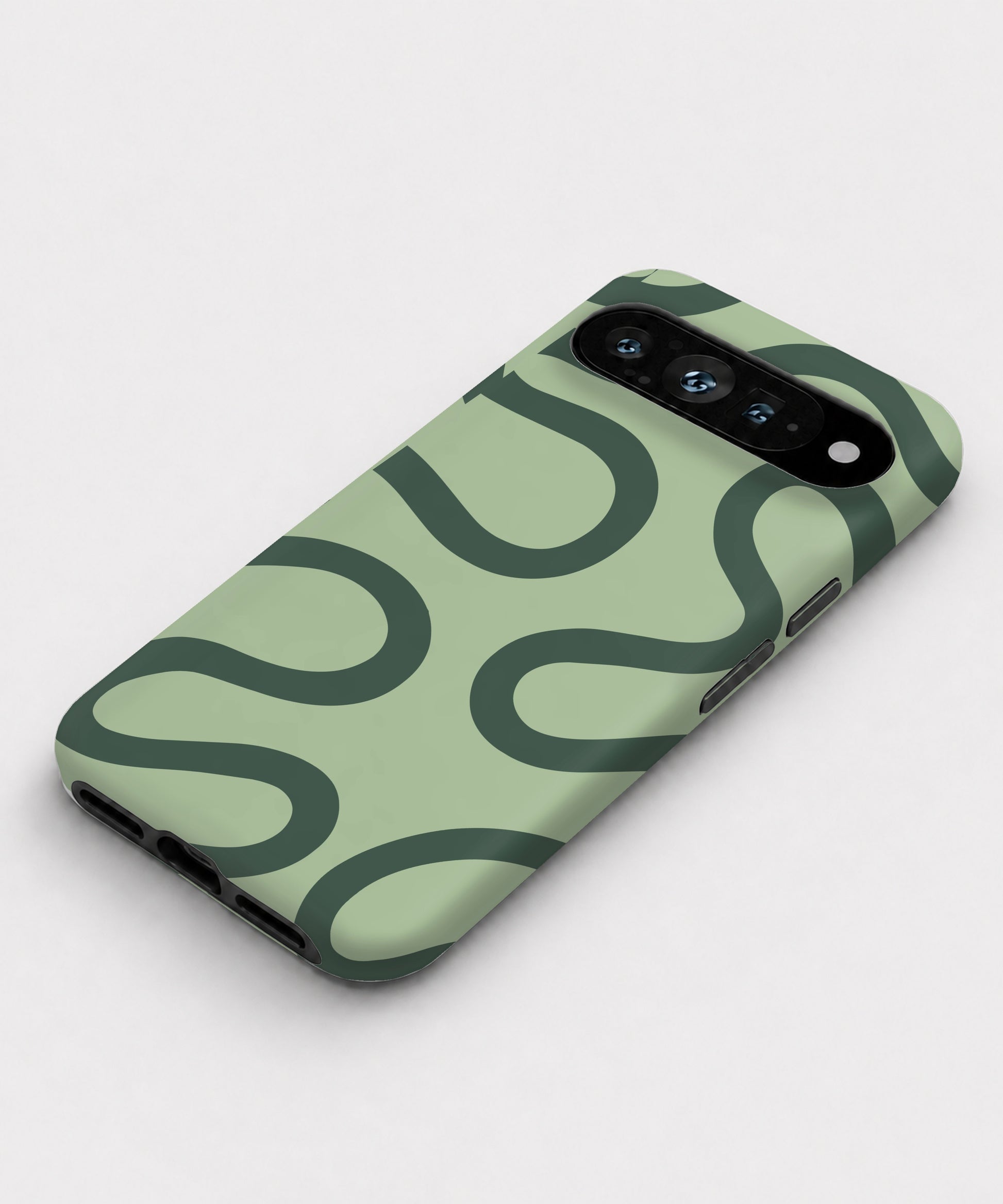 Sage Green Retro Swirl Google Pixel case front view