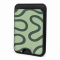 Front view of the Sage Green Retro Swirl MagSafe card holder on a white background