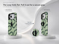 Sage Green Retro Swirl MagSafe Loop iPhone Case side view showing the built-in finger loop