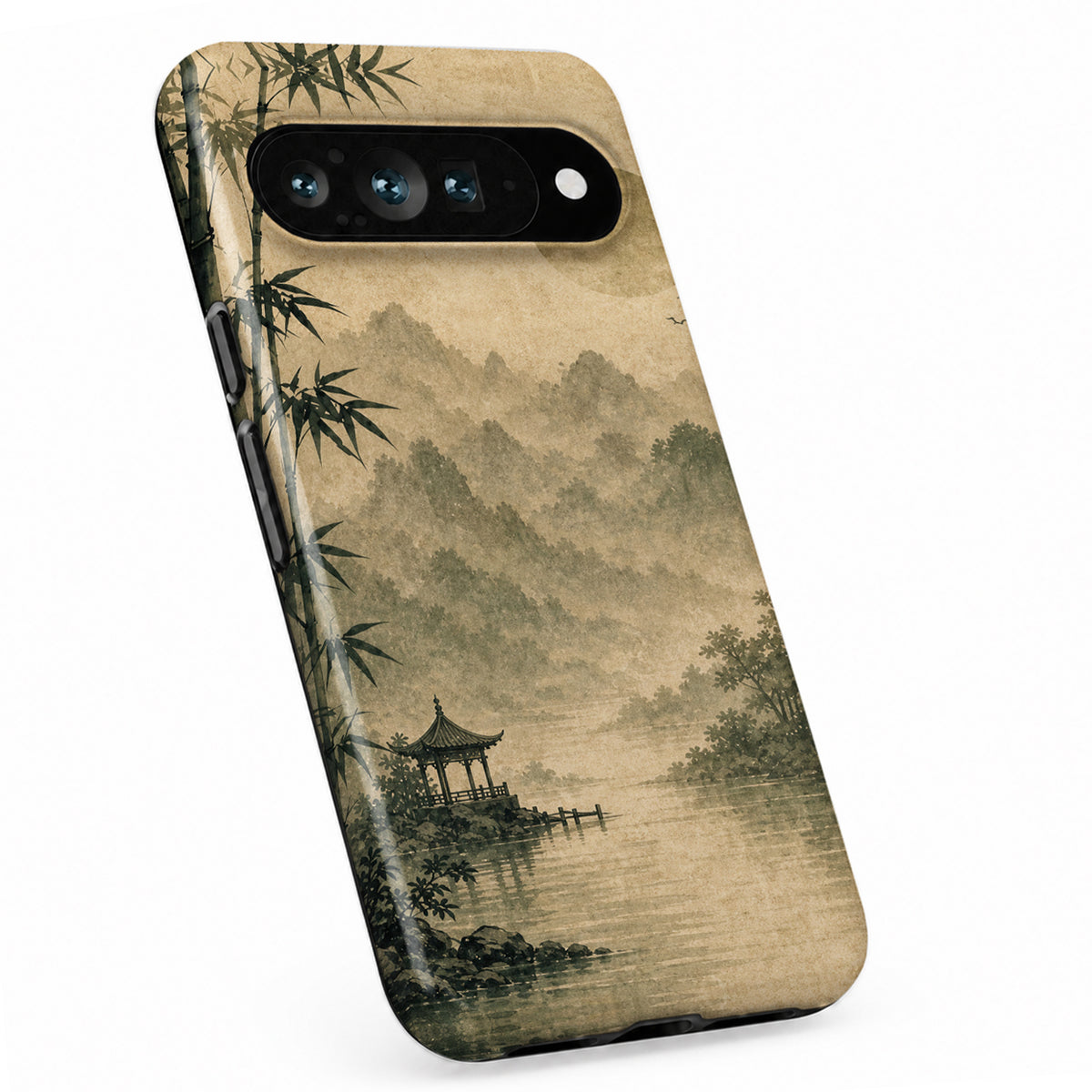 Sepia Mountain Pagoda Google Pixel Case