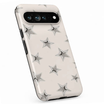 Silver Puffy Star Google Pixel case