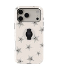 Silver Puffy Star MagSafe Loop iPhone Case with built-in finger loop closed