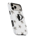 Silver Puffy Star MagSafe Loop iPhone case with built-in finger loop open