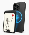 Skeleton with Red Balloon MagSafe Card Holder, magnetic attachment to a compatible iPhone