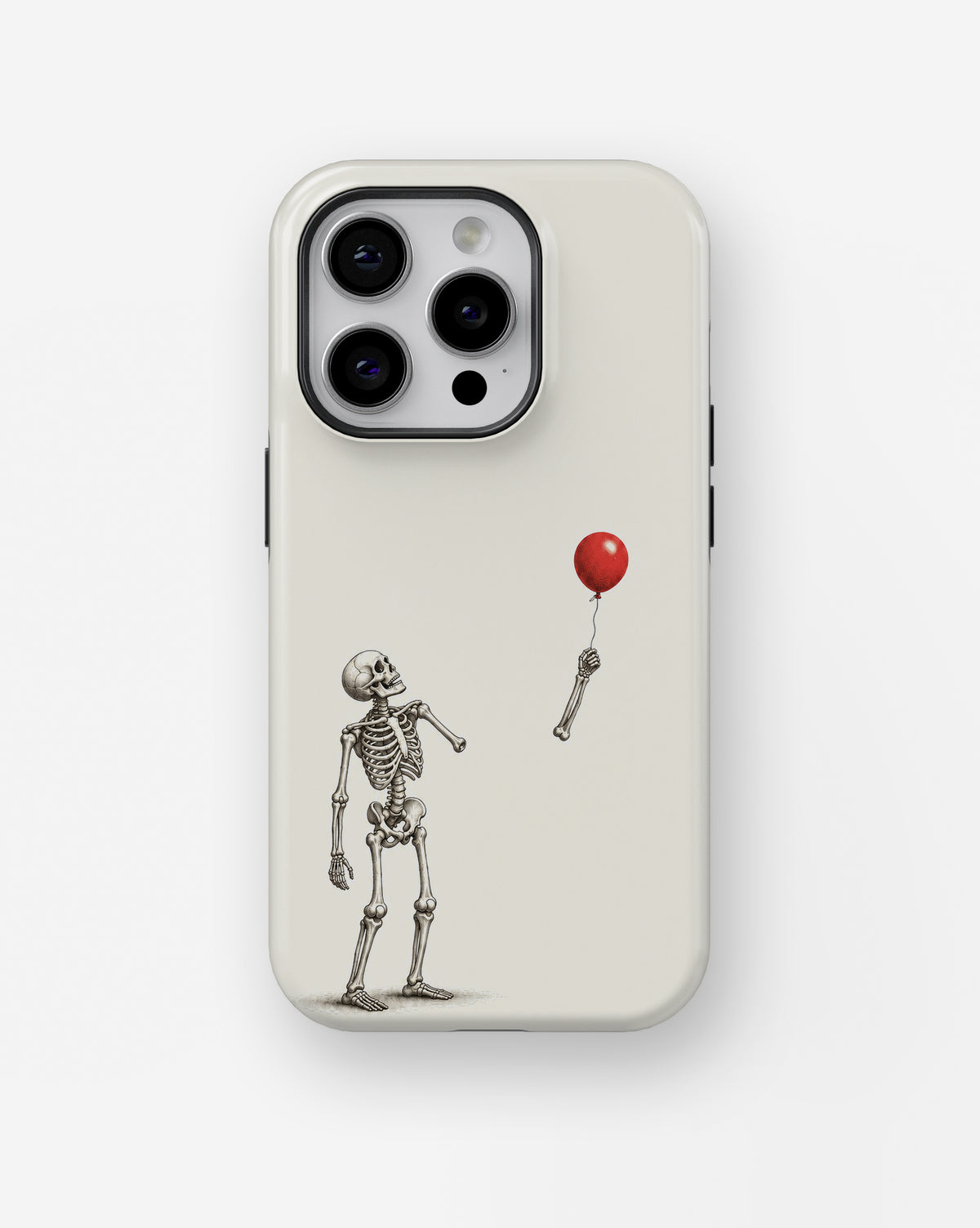 Skeleton with Red Balloon MagSafe iPhone Tough Case, rear view, iPhone11-16Pro model image group