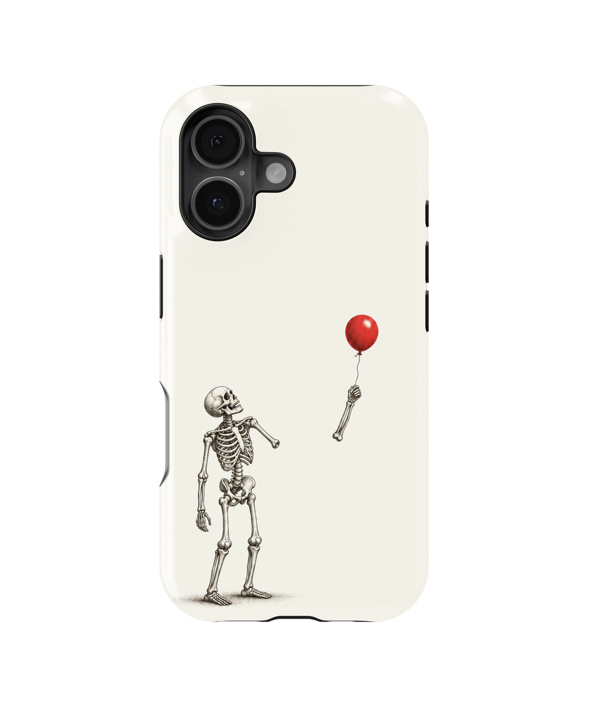 Skeleton with Red Balloon MagSafe iPhone Tough Case, rear view, iPhone16+16Plus+17 model image group